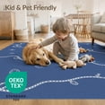 thumbnail image 4 of ODIKA 3'x5' Navy Blue Chain Nautical Star Compass Washable Area Rug Flowing Curved With Geometric Gems Starbursts Maritime Contemporary for Hallway, Laundry Room, Non-Slip, Flatweave, Easy Care, 4 of 7