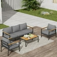 thumbnail image 4 of ELPOSUN Aluminum Patio Furniture Set, Modular Oversized Outdoor Sectional of Olefin 5 inch Thick Cushion, Coffee Table and Waterproof Cover, Patio Conversation Sets for Porch, Deck, 4 of 8