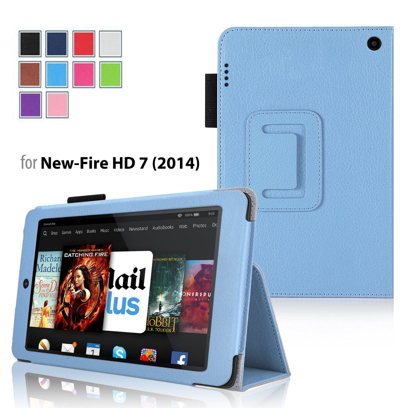 Amazon Kindle Fire HD 7 2014 Case Blue Slim Folding Cover Case for