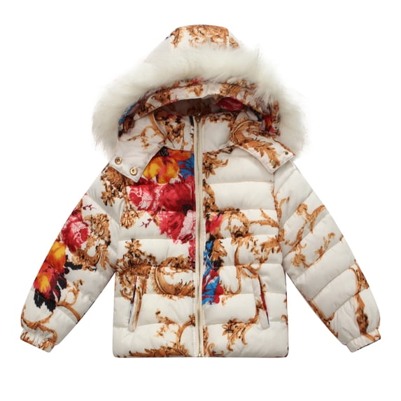 Richie House Girls' Padding Jacket with All Over Patterned Print RH1114-A-7/8