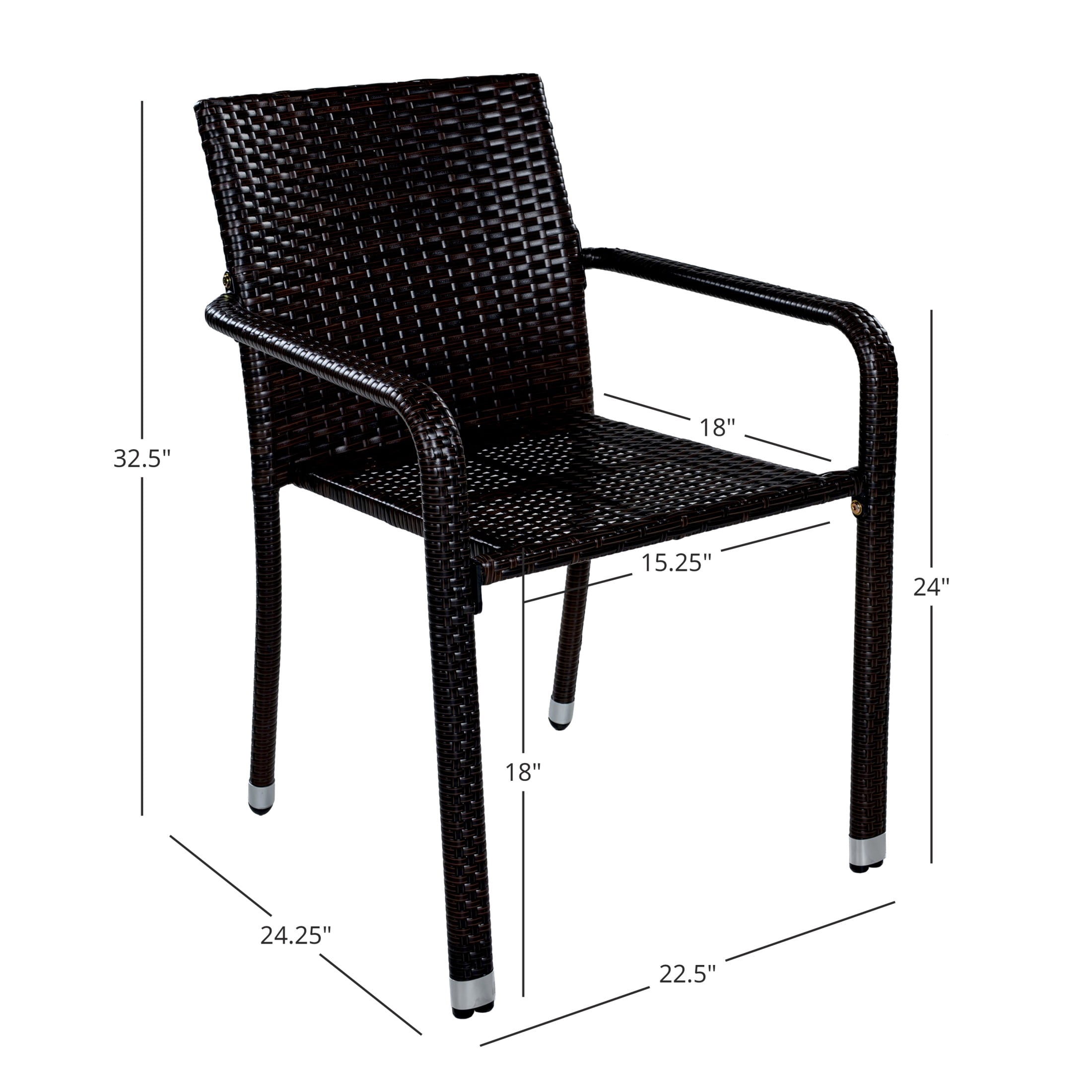 Christopher Knight Home Outdoor Handwoven Wicker Dining Arm Chairs, Dark Brown, Set of 4