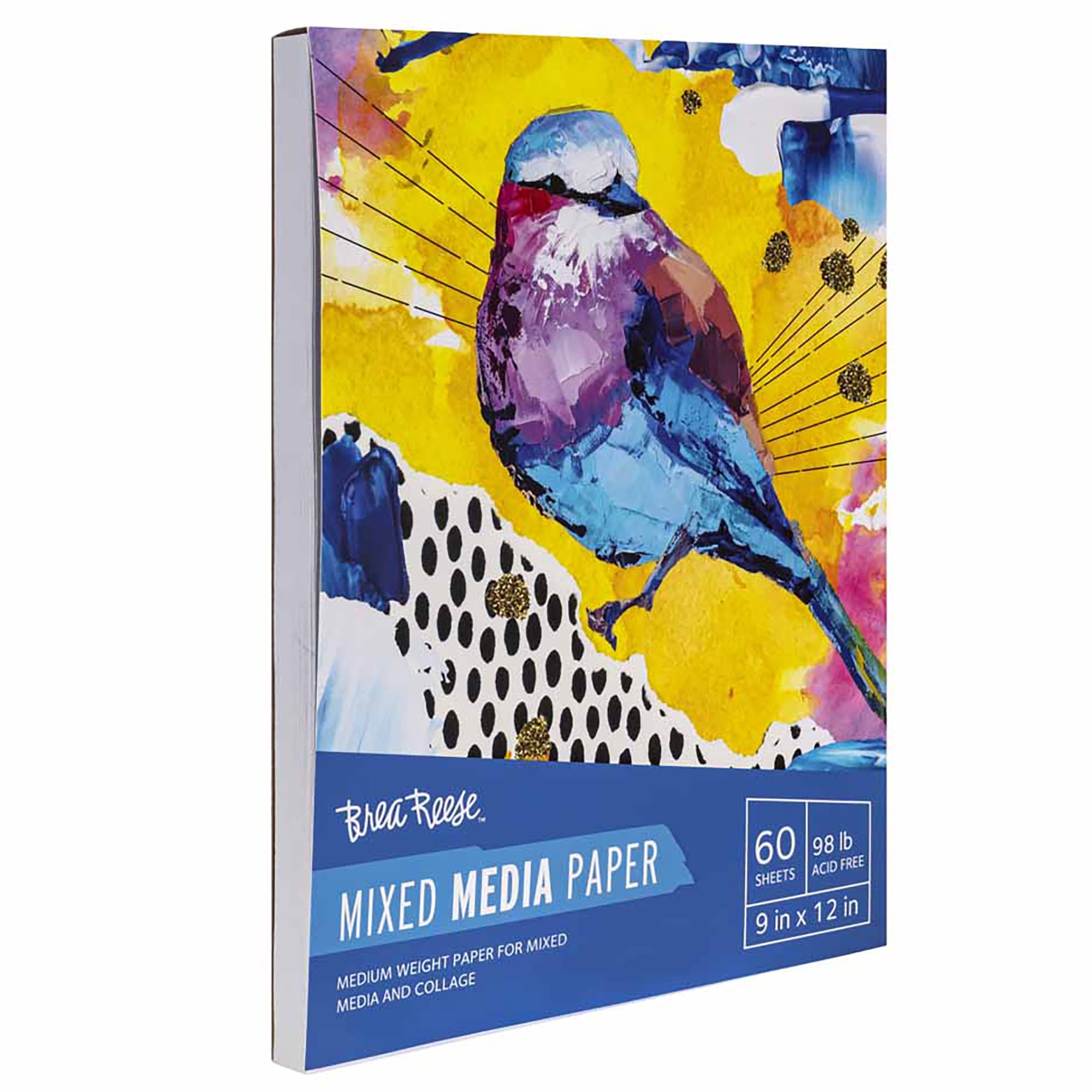 Brea Reese: Mixed Media Paper Pad 60 Sheets - 9x12" - 98 lb, Acid-Free, Layering & Collaging, Durable & Perfect for All Mediums, Adult Art Supplies