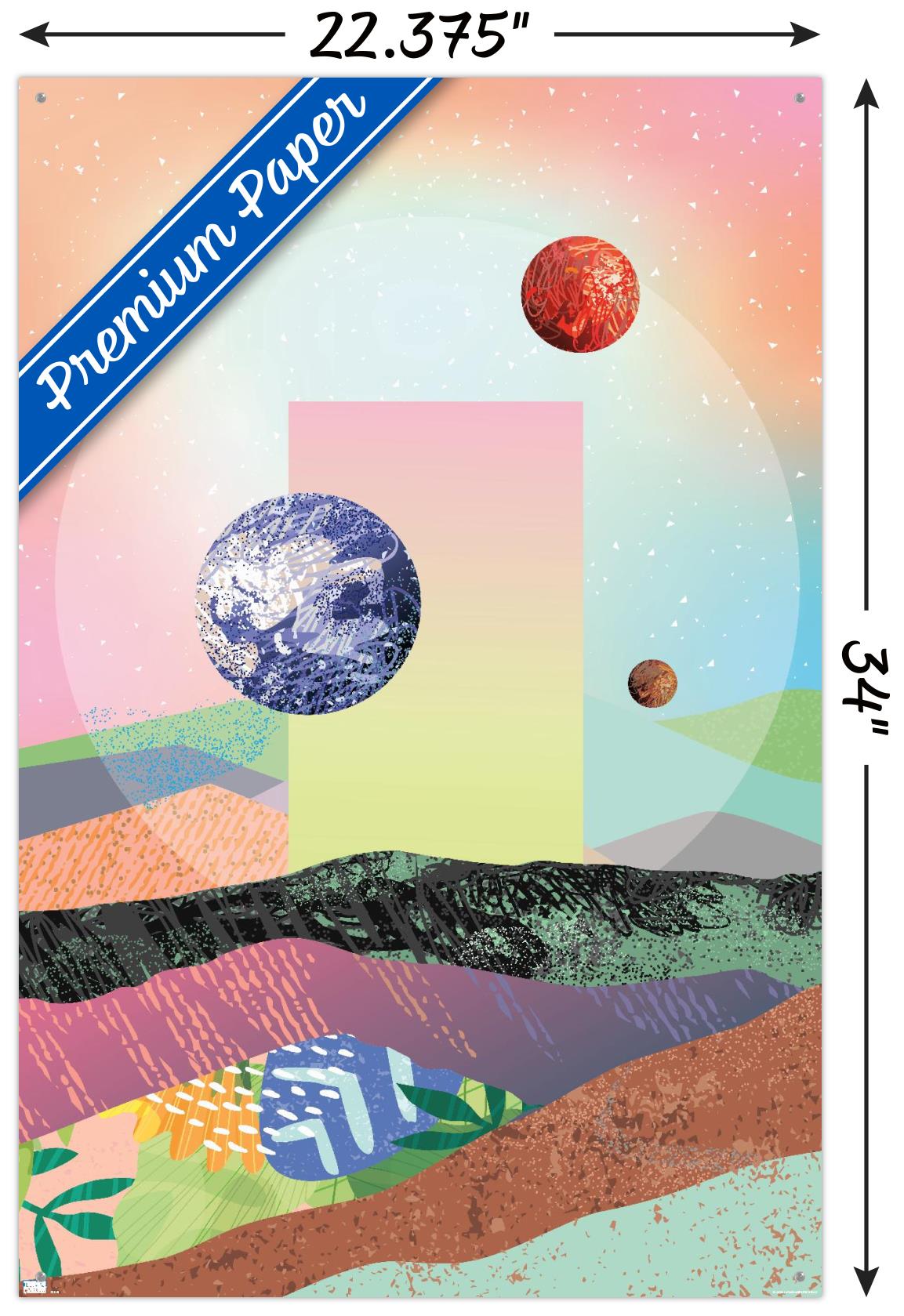 Abstract Space Wall Poster with Pushpins, 22.375" x 34"