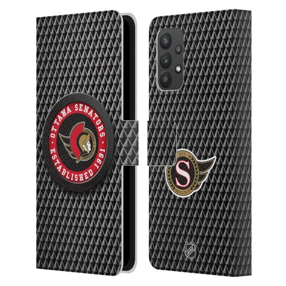 Head Case Designs Officially Licensed NHL Ottawa Senators Puck Texture Leather Book Wallet Case Cover Compatible with Samsung Galaxy A32 5G / M32 5G (2021)