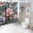 thumbnail image 7 of Awypu Bathroom Shower Curtain Set with Hooks Floral Grey White Pink Rose Floral Flowers of All Colors Waterproof Multiple Sizes White, 7 of 7