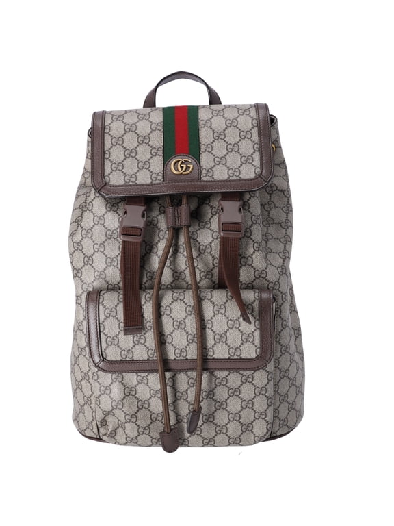 Pre-Owned GUCCI Ophidia GG Supreme Backpack 792114 Light Brown PVC Leather