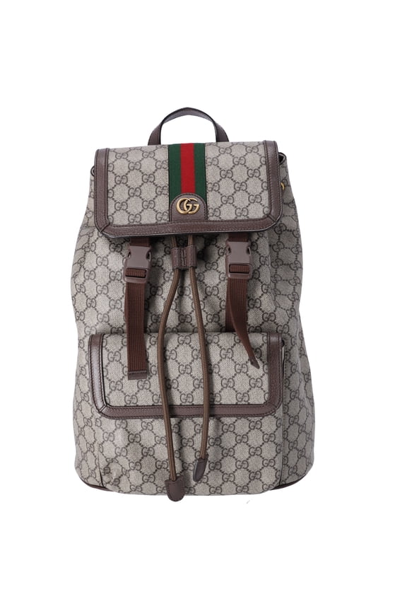 Pre-Owned GUCCI Ophidia GG Supreme Backpack 792114 Light Brown PVC Leather