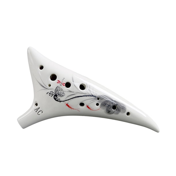 12 agujeros de cola deformada Ocarina de cerámica Alto C Instrumento musical pintado a mano con cord Abanopi Ocarina