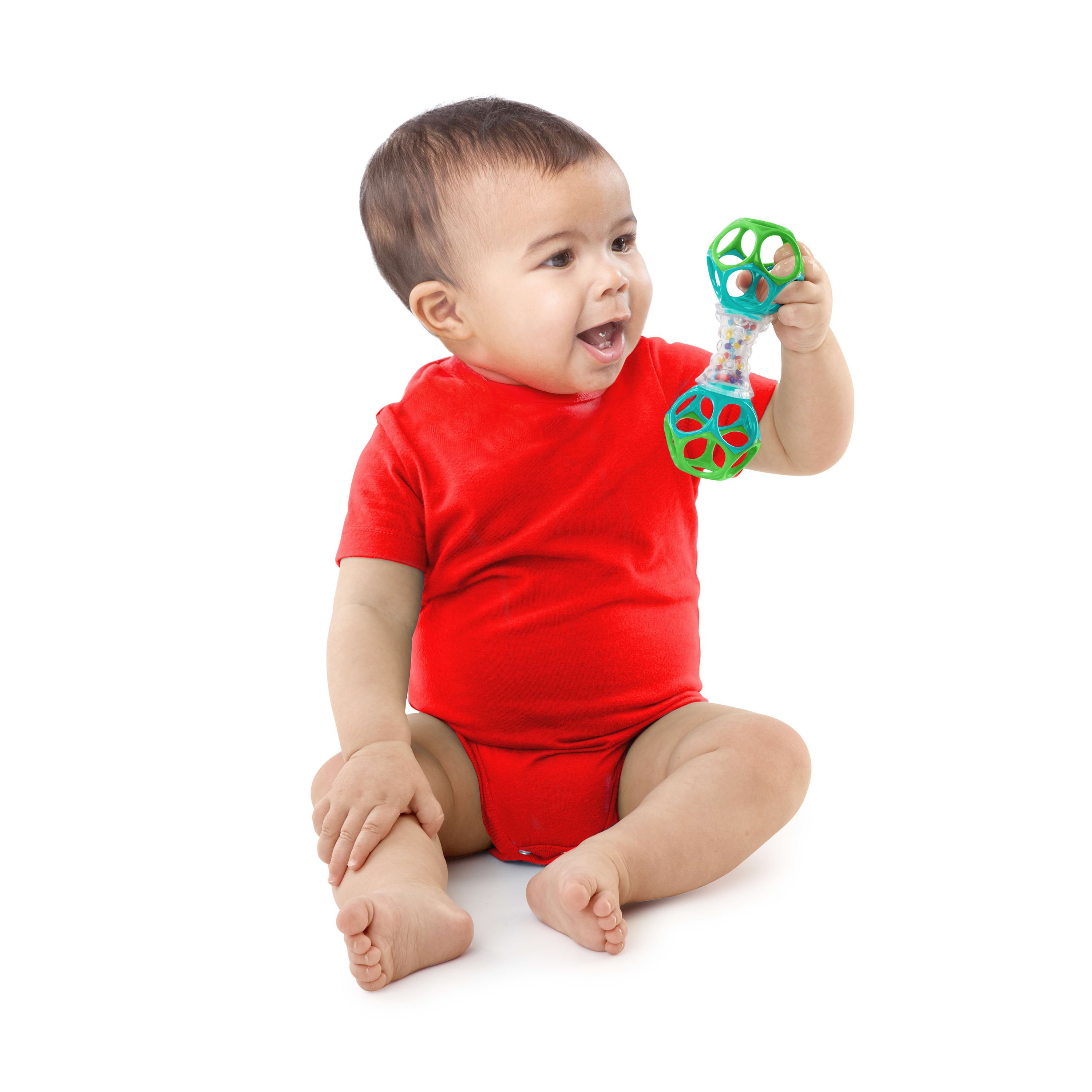 Bright Starts Oball Shaker Beats Easy Grasp Infant Baby Rattle, Blue and Green - image 3 of 4