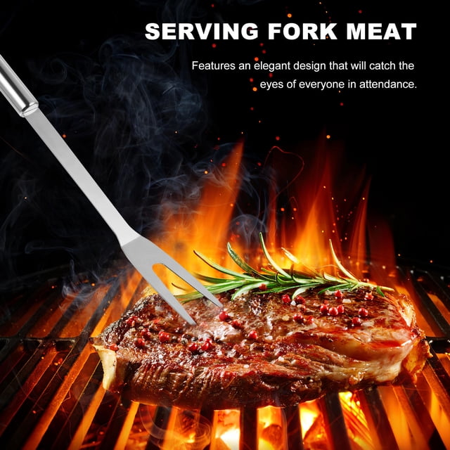 KAKOWELY Stainless Steel Meat Fork Con Doble Punta Para Barbacoa Segura Y Controlada En Cocina