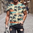 thumbnail image 2 of Lovzfmll Men's Hawaiian Aloha Print Short Sleeve Tee, Athletic Fit Graphic Print T-Shirt, Lightweight Casual Sport Top, 2 of 5