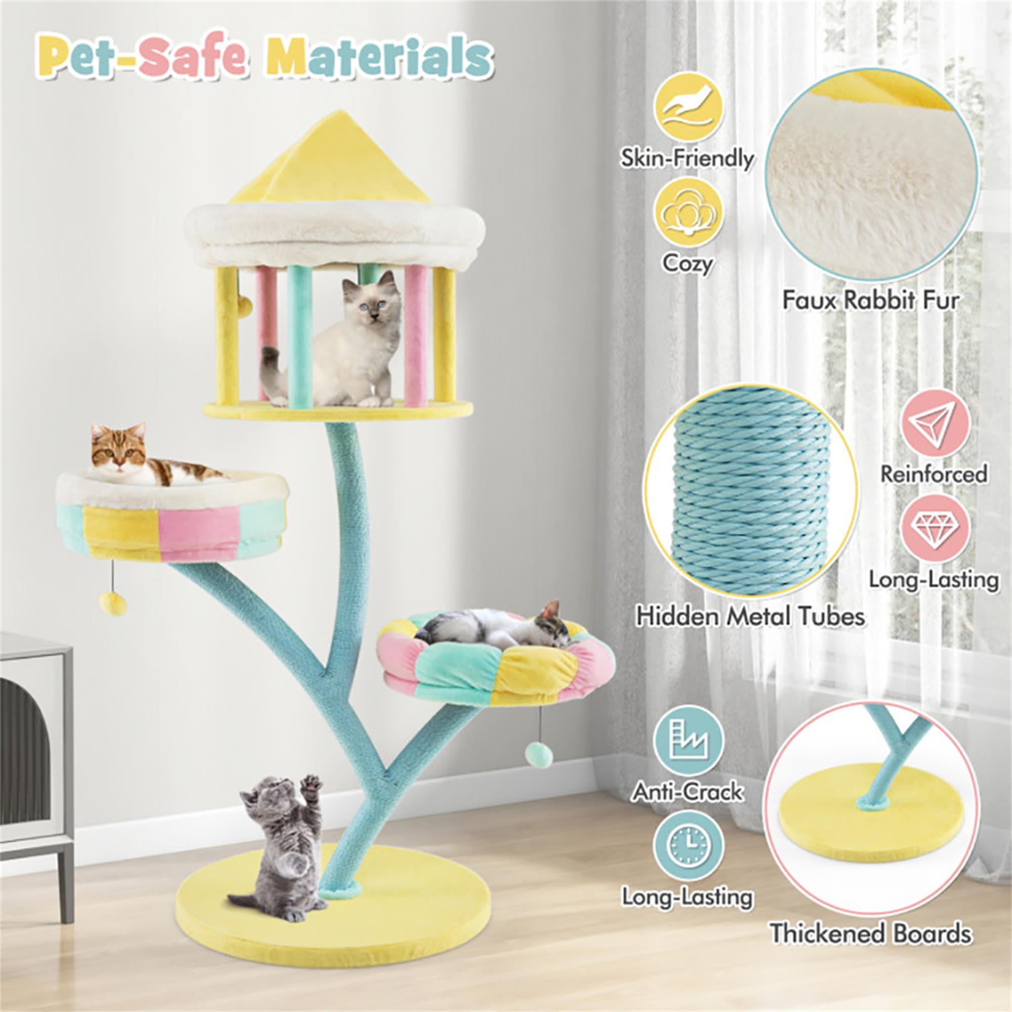 Kadyn 57" Modern Cat Tree Tower for Indoor Cats with Perch, Cat Condo, Cat Tree House with Scratching Posts for Large Cats, Color