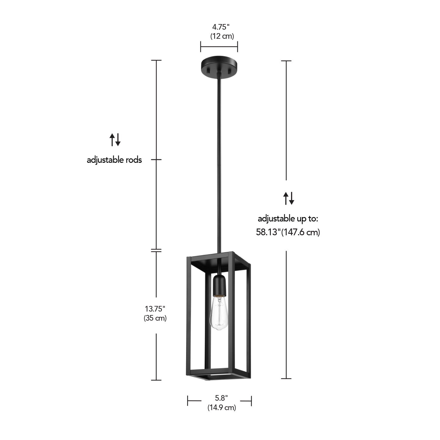 Globe Electric 1-Light Matte Black Open Shade Pendant Light