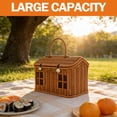 thumbnail image 5 of 2026 New House Shaped Picnic Basket with Lid & Handle, PP Wicker Style Storage Organizer for Garden Harvest, Easter, Outdoor Dining, Green, 5 of 7