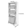 thumbnail image 3 of Plastic 4-Tier Laundry Basket Portable Laundry Hamper Basket with 4 Universal Wheels Clothes Storage Organizer Shelf Rolling Cart - Grey, 3 of 13