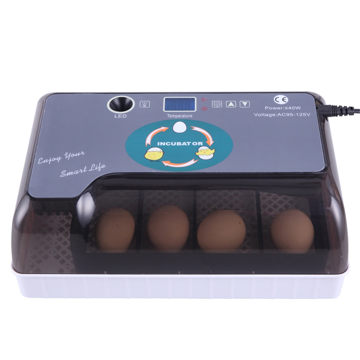 Pefilos12-Egg Adjustable Incubator for Chicken Egg Tray Practical Fully Automatic Poultry Incubator for Reptile Eggs Thermometer Set US Plug, Gray Pefilos12-Egg Adjustable Incubator for Chicken Egg Tray Practical Fully Automatic Poultry Incubator for Reptile Eggs Thermometer Set US Plug, Gray