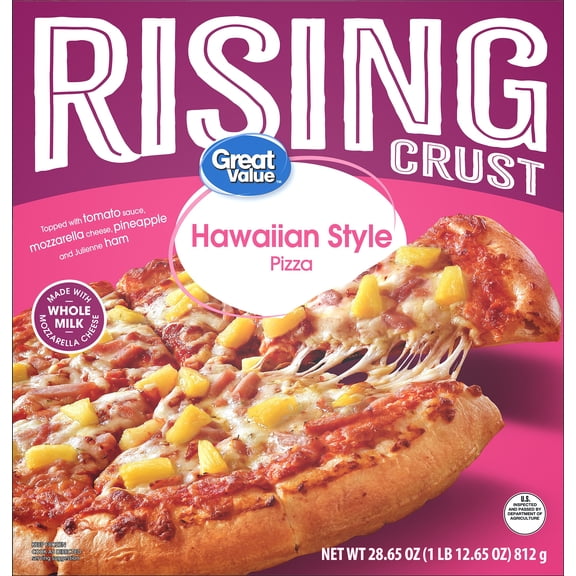 Great Value Rising Crust Hawaiian Pizza, Tomato Sauce, 27.97 oz (Frozen)