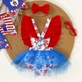 thumbnail image 4 of Baby Girl Bubble Romper Baby Girls Fly Sleeve Independence Day 4Th of July Prints Romper Bodysuits Dress Toddler Romper Red 12 Months-18 Months, 4 of 6