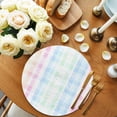 thumbnail image 2 of Blue Pink Plaid Round 15 Inch Placemats Set of 4, Pastel Green White Buffalo Patchwork HeatResistant Non Slip Place Mats for Dining Table, Wipeable Braided Kitchen Table Mats for Housewarming, 2 of 9