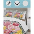 thumbnail image 3 of Quilt King Size Bedding Set, Watercolor Floral Reversible Summer Quilt 3 Pieces, Spring Botanical Flowers Leaves Wood Grain Lightweight Bedspreads Coverlets with 2 Pillow Shams for All Seasons, 3 of 5