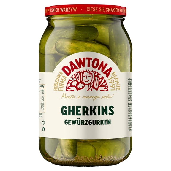 Dawtona Pickled Gherkins 900G, Imported from Britain