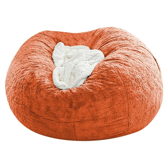 Dvruxg Bean Bag Chair Cover, Giant Bean Bag Cover for adults, Big Round Soft Fluffy Faux Fur Bean Bag Lazy Sofa Bed Cover for Bedroom, Machine Washable