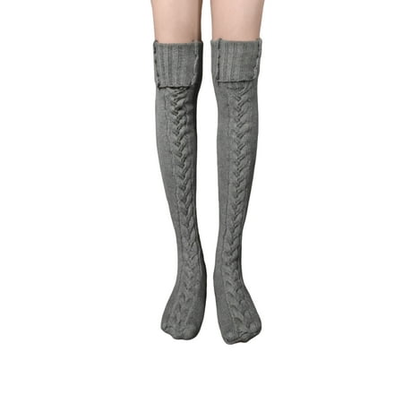

MERSARIPHY Female Knee-High Socks Solid Color Knitted Stocking Long Tube Socks