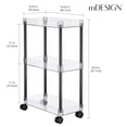 thumbnail image 3 of mDesign Slim 3-Tier Portable Household Rolling Cart with Wheels, Clear/Black, 3 of 8