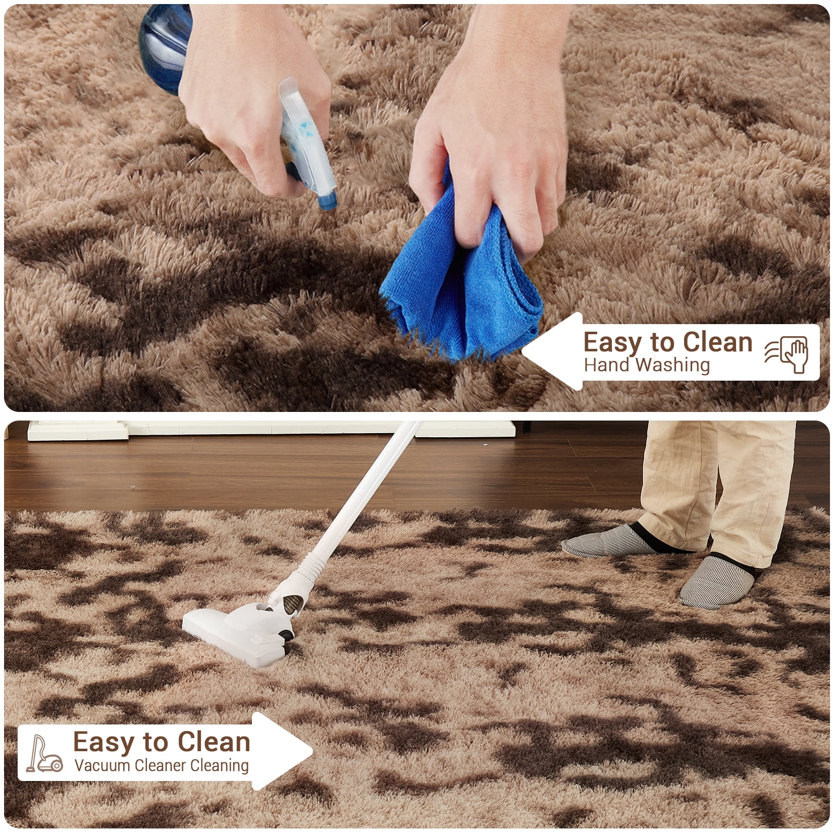 HOMERRY Fluffy Area Rug 8' x 10' Plush Fluffy Rugs Shaggy Carpet Rugs for Bedroom Living Room, Brown