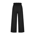 thumbnail image 3 of Summer Savings Clearance Pants ! Xihbxyly Womens Casual Solid Color Elastic Loose Pants Straight Drawstring Wide Leg Trousers Pants Comfy Lounge Pants with Pockets Black L, 3 of 5