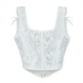 thumbnail image 4 of Guzom Womens Sexy Floral Printed Sleeveless Corset Tank Top with Adjustable Straps for Daily and Fashion Wear,White,Size S, 4 of 5