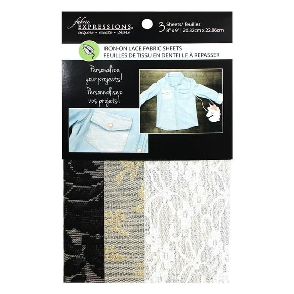 Fabric Expressions Lace 8" x 9" Iron-On Fabric Sheets