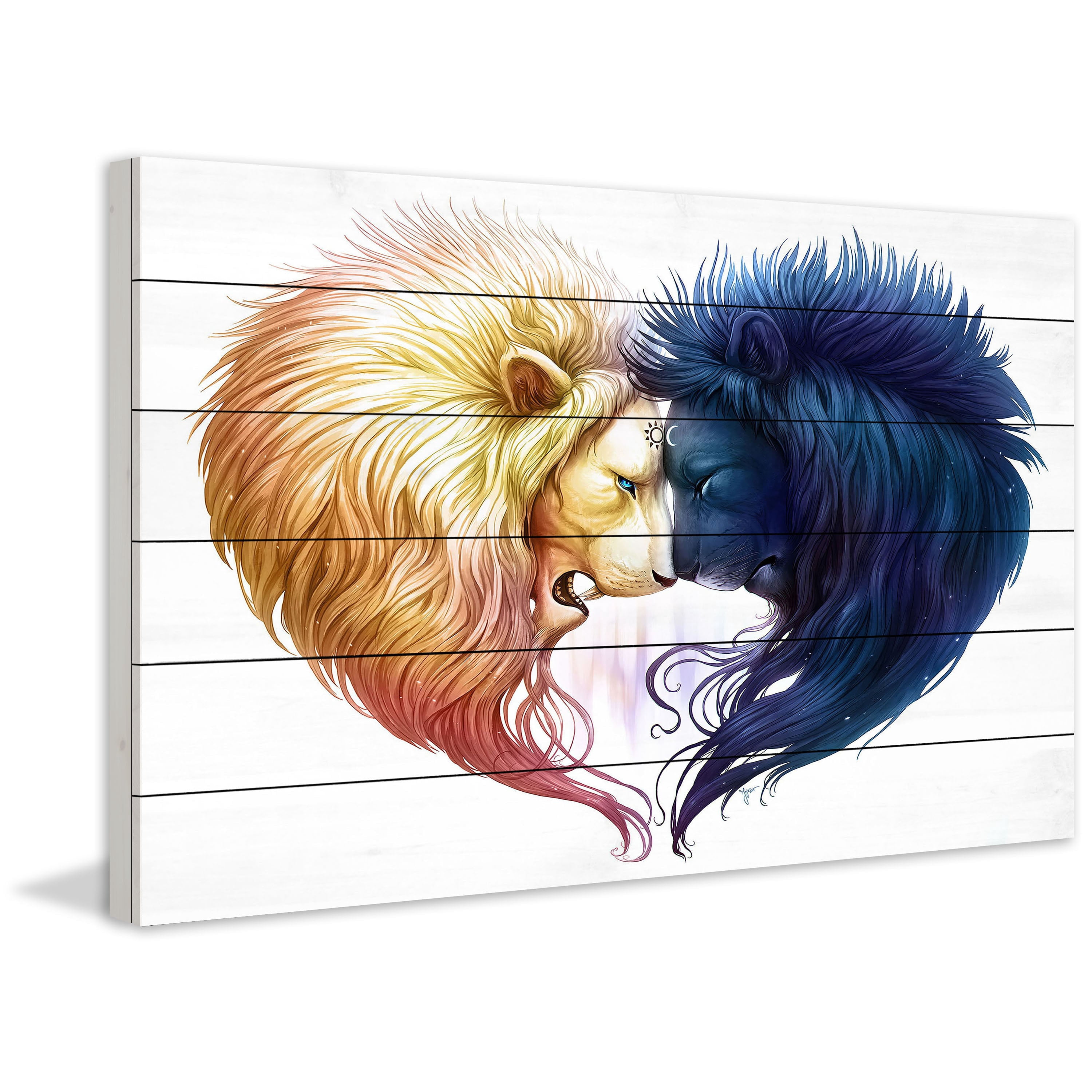 Marmont Hill "Day and Night" Painting Print on White Wood