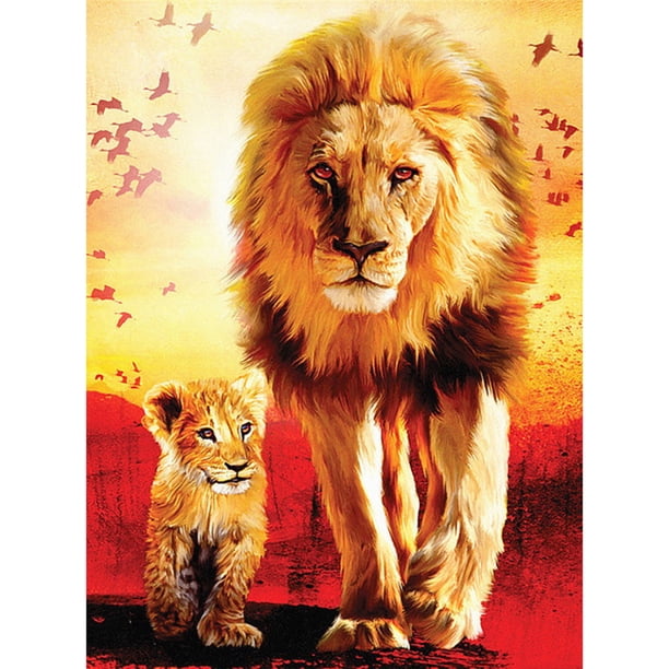Cuadros Decorativos (DE8032) 5D Kit Rhinestone DIY León Cuadrado Diamante Pintura Artesanal (sz1057) 20X30cm Tmvgtek embutido en tela