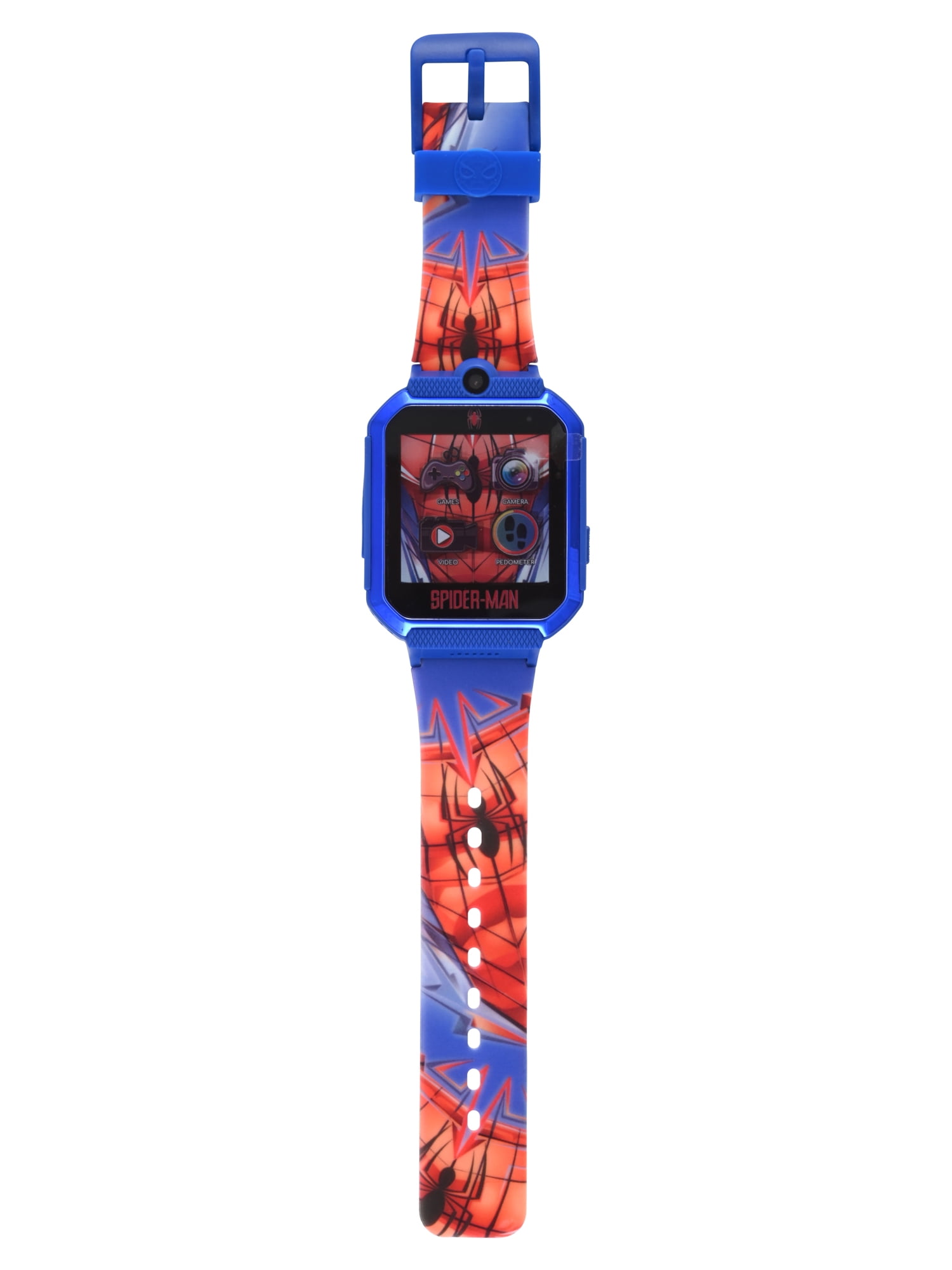Marvel Spider-Man iTime Unisex Child Smart Watch with Silicone Strap and Metallic Blue Case 42mm