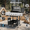 thumbnail image 2 of 3-Burner Stainless Steel Gas Grill with Side Burner, 40500 BTU Propane, 287 sq in Cast Iron Grates & 89 sq in Warming Rack, Shelf & 4 Wheels for Patio, 2 of 8