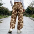 thumbnail image 5 of Women's Camo Wide Leg Pants High Waisted Elastic Waist Lounge Pants with Pockets Tulip Hem Casual Cropped Ankle Lenght for Daily Outdoor Wear Soft Comfy, 5 of 10