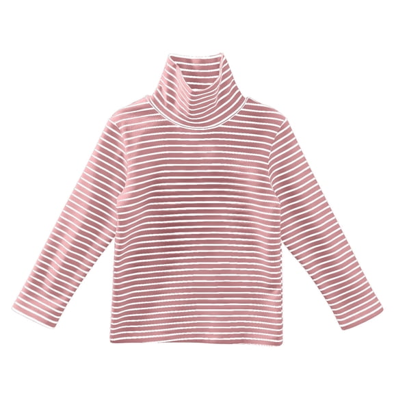 Ruyang Girls Crewneck Striped Shirts Kids Boys Long Sleeve Thermal Tshirts Cotton Soft Mock Neck Basic Layer Top