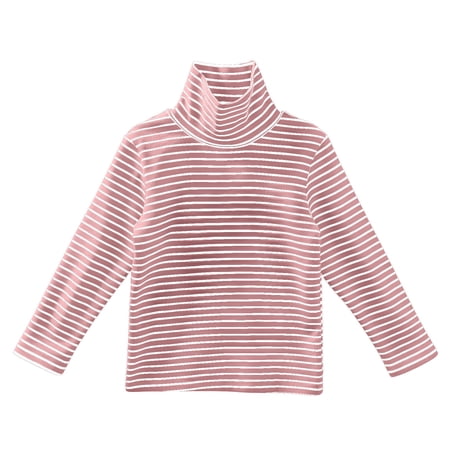 KAUOD Girls Striped Crew Neck Sweater Cute Cotton Thermal Long Sleeve Undershirts Clothes Kids Winter Pullover Sweatshirts
