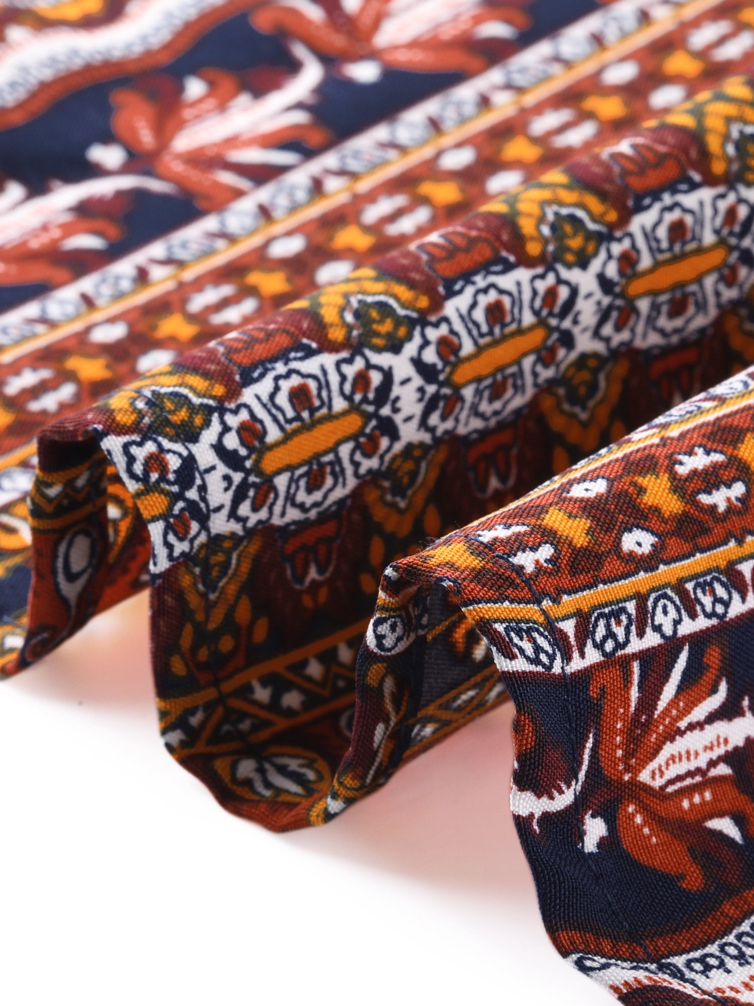 Women's Plus Top Boho Floral Printed Round Neck Ruffle Sleeve Blouses Shirts 4X Orange