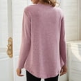 thumbnail image 4 of Blusa de algodón suave de manga larga, corte holgado, cuello redondo, color rosa, un solo color, detalle de botones, talla L, 4 of 6