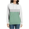 thumbnail image 4 of JGGSPWM Womens Loose Casual Hoodies Color Blocked Crew Neck Long Sleeve Sweatshirts with Pocket Lightweight Pullover Tops Green XXL, 4 of 6