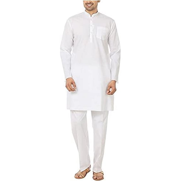 Royal Kurta Men's Fine Cotton Xtra Special Size Kurta Pyjama Set White
