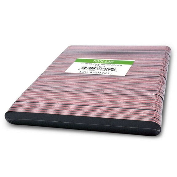 Karlash Professional Double Sided Emery Board 7" Black Nail File 80/80 50pcs