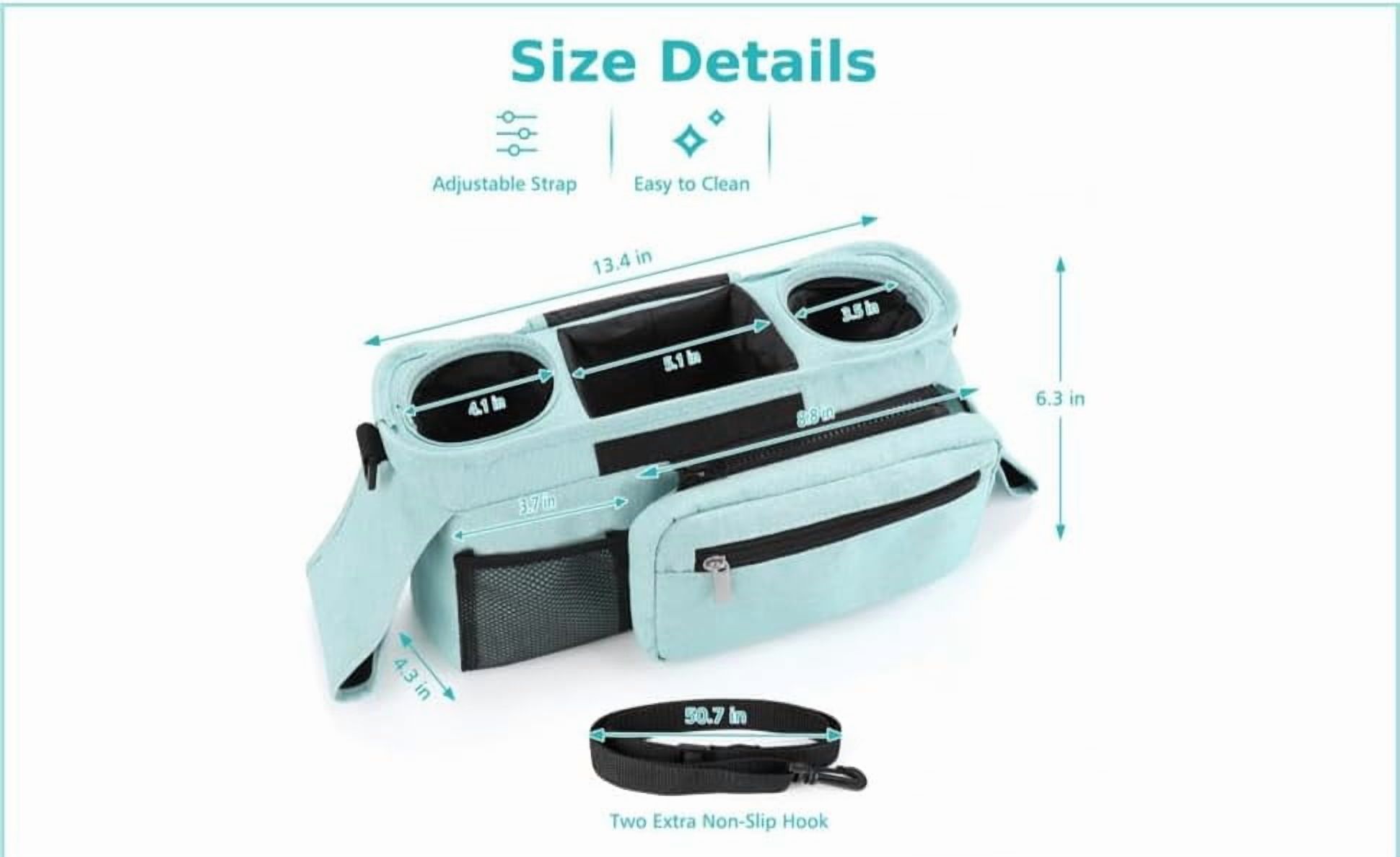 Universal Stroller Organizer with Insulated Cup Holder, Detachable Phone Bag, Shoulder Strap – Fits All Stroller Types, Keeps Drinks Hot/Cold