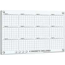 Yearly 24”x36” Glass Magnetic Whiteboard Calendar Planner White Board Calendar Dry Erase Board Dry Erase Calendar for Wall Monthly Glass Calendar Whiteboard Home Office Large Wall Calendar
