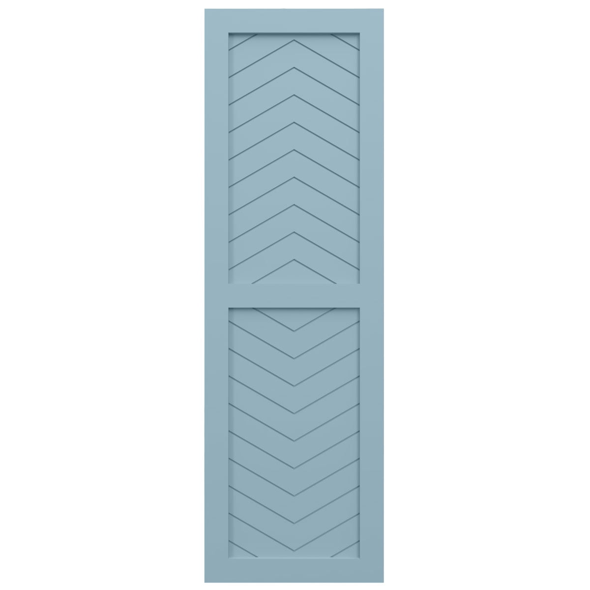 Ekena Millwork 15"W x 71"H True Fit PVC Two Panel Chevron Modern Style Fixed Mount Shutters, Peaceful Blue (Per Pair - Hardware Not Included)