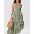 thumbnail image 5 of Michellecmm  Women Spaghetti Strap Cami Dress Solid Color Tiered Ruched Hem Dress, 5 of 7