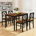 thumbnail image 4 of Costway 5 Piece Dining Table Set for 4 People with Rubber Wood Legs, Cross Backrest, 4 of 10