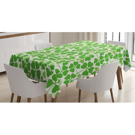 

Irish Tablecloth Gaelic Nature Garden Decor Spring Clovers with Cute Hearts Freshness Rectangular Table Cover for Dining Room Kitchen 60 X 90 Inches Lime Green Pistachio White by Ambesonne